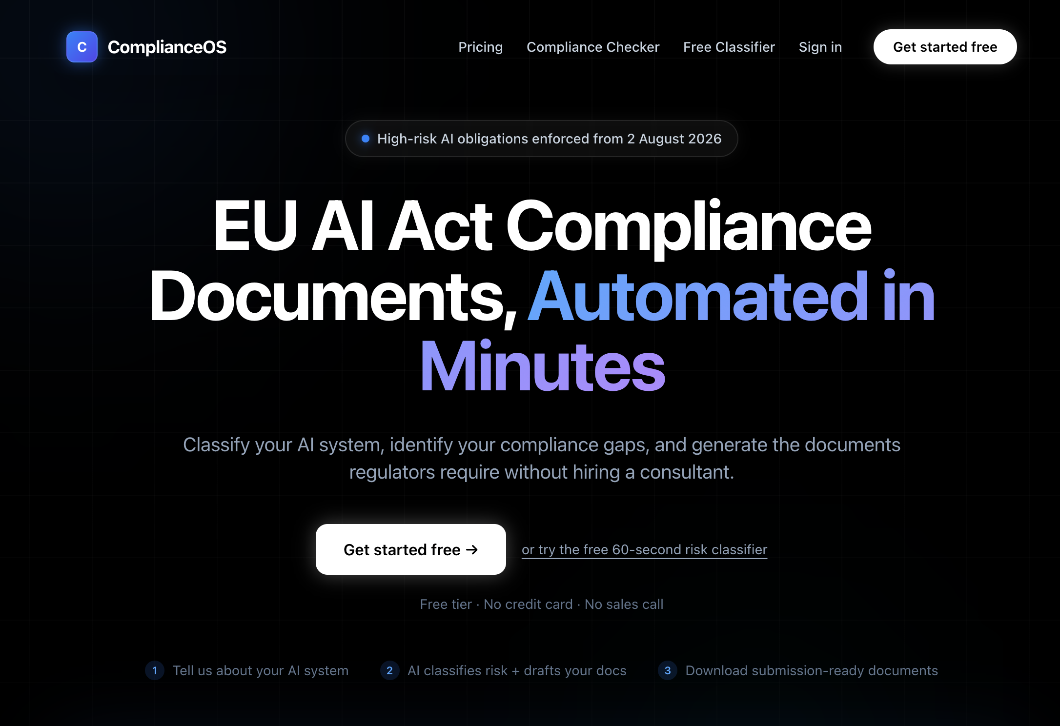 ComplianceOS landing page